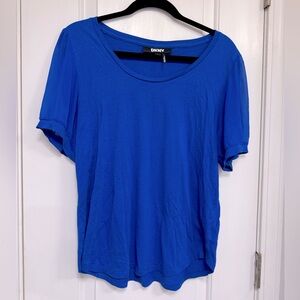 Mixed media blue DKNY blouse